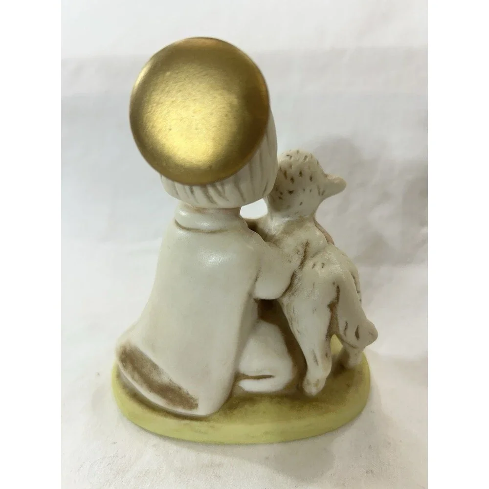 Vintage Homco Angel & Lamb Figurine #5605 Christian Christmas Religious
